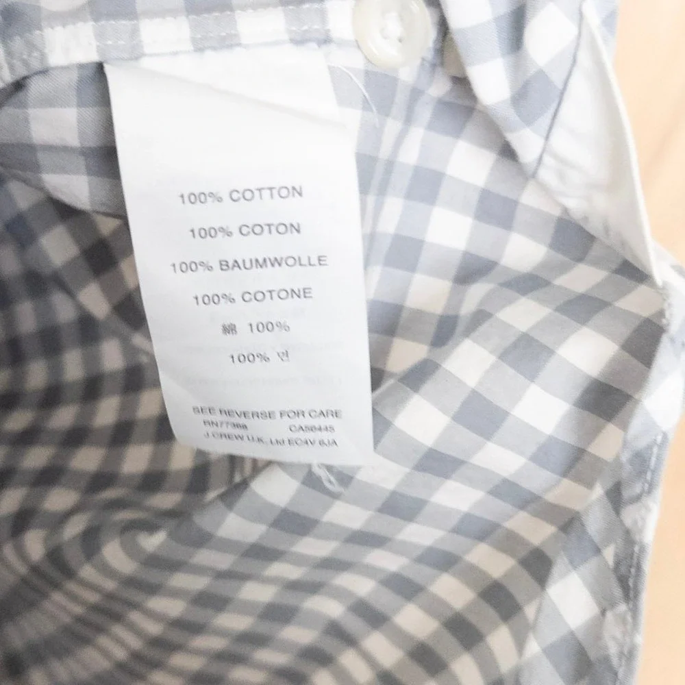 J.Crew Mens Button Down Shirt Size L Gray Plaid Classic Preppy Office Minimalist